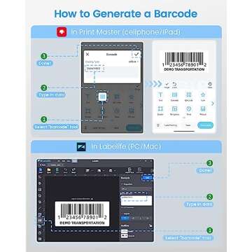 Phomemo Thermal Label Maker, Barcode Printer, M110 Upgraded Label Printer Bluetooth No Ink Portable, for Small Business, Address, Office, Home for Phone; for PC/Mac(USB), with 100 Labels, Ebony Black