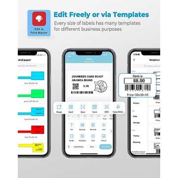 Phomemo Thermal Label Maker, Barcode Printer, M110 Upgraded Label Printer Bluetooth No Ink Portable, for Small Business, Address, Office, Home for Phone; for PC/Mac(USB), with 100 Labels, Ebony Black
