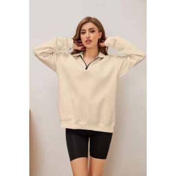 Meladyan Women’s Cozy Half Zip Sweatshirt - Stylish Comfort