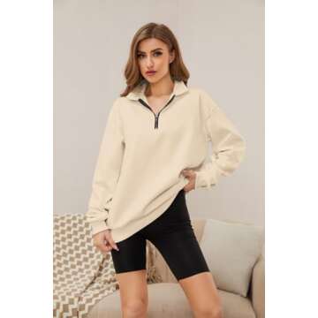 Meladyan Women’s Cozy Half Zip Sweatshirt - Stylish Comfort