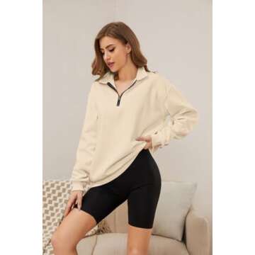 Meladyan Women’s Cozy Half Zip Sweatshirt - Stylish Comfort