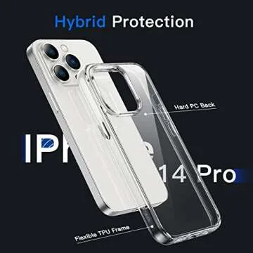 JETech Case for iPhone 14 Pro 6.1-Inch, Non-Yellowing Shockproof Phone Bumper Cover, Anti-Scratch Clear Back (Clear)