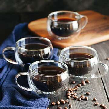 BTaT- Glass Tea Pot Set, Set of 4, Tea Set, Tea Cups, Tea Pot, Glass Tea Cup, Tea Kettles Stovetop, Tea Set for Adults, Glass Tea Kettle, Tea Kettle with Infuser, Double Wall Glass