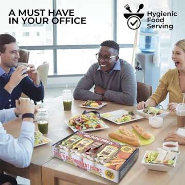 Grab-n-Go Condiment Packs - 50 Single Serve Pouches of Each: Ketchup, Mustard, Relish, and Mayo - Great for Picnics, Boxed Lunch, BBQ, Travel, Picnic and Parties (200 Condiment Packets Total)