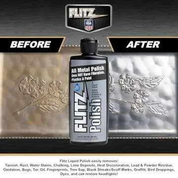 Flitz Metal Polish and Cleaner Liquid for All Metal, Also Works On Plastic, Fiberglass, Aluminum, Jewelry, Sterling Silver: Great for Headlight Restoration and Rust Remover, 3.4 oz