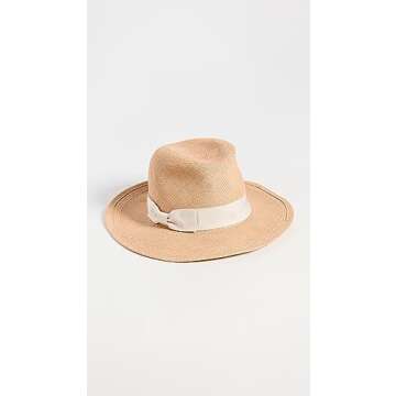 Hat Attack Women's Panama Continental Hat, Pecan/Ivory, Tan, One Size