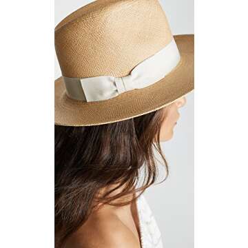 Hat Attack Women's Panama Continental Hat, Pecan/Ivory, Tan, One Size