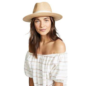 Hat Attack Women's Panama Continental Hat, Pecan/Ivory, Tan, One Size