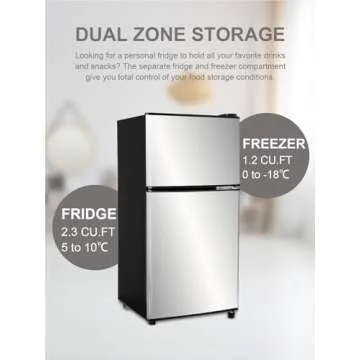 Compact KRIB BLING 3.5 Cu.Ft Refrigerator with Freezer