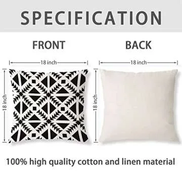 KLSMYHOKI Waterproof Outdoor Pillow Covers 18x18 Set of 4 Boho Black and White Outdoor Pillows for Patio Furniture Decorative Garden Cushion Couch Throw Pillows Covers Farmhouse Home Decor