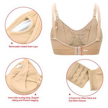 DAISITY Womens Seamless Sleep Nursing Bra for Breastfeeding Clip Down Maternity Bras Pack of 3 Color Black Beige Pink Size M
