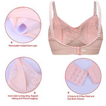 DAISITY Womens Seamless Sleep Nursing Bra for Breastfeeding Clip Down Maternity Bras Pack of 3 Color Black Beige Pink Size M