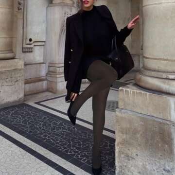 MANZI Sparkly Tights for Women, Lurex Metallic Shimmer Tights, 50 Denier Womens Glitter Tights (Black/Gold,L/XL)