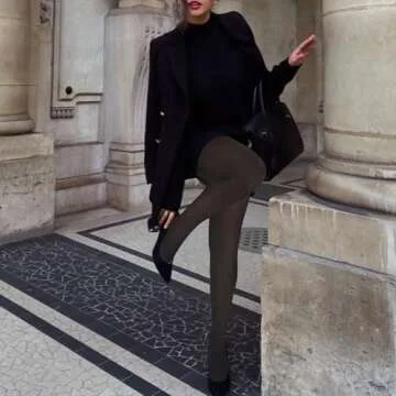 MANZI Sparkly Tights for Women, Lurex Metallic Shimmer Tights, 50 Denier Womens Glitter Tights (Black/Gold,L/XL)