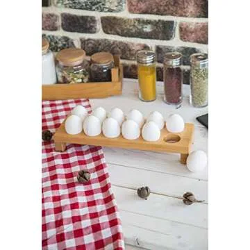 Wooden Egg Tray Dozen Eggs Holder Natural Organizer, Container, Stand, Display Usable in Kitchen Refrigerator or Countertop