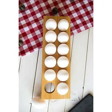 Wooden Egg Tray Dozen Eggs Holder Natural Organizer, Container, Stand, Display Usable in Kitchen Refrigerator or Countertop
