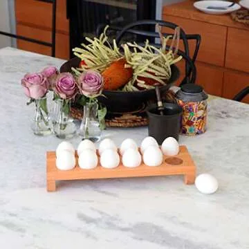 Wooden Egg Tray Dozen Eggs Holder Natural Organizer, Container, Stand, Display Usable in Kitchen Refrigerator or Countertop
