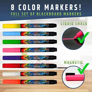 Cute 10"x16" Magnetic Dry-Erase Weekly Menu Blackboard for Kitchen Fridge (with 8 Bright Chalk Markers) & Free Bonus - Grocery/to-Do Lists Board - Daily Dinner Meal Planner Set for Home