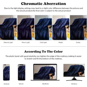 NEWCOSPLAY Super Soft Dark Navy Throw Blanket for All Seasons