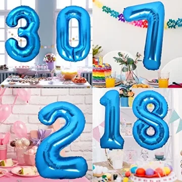 Giant 4 Balloons 40 Inch Blue Foil Mylar for Parties