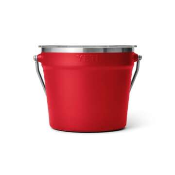 YETI Rambler Beverage Bucket, Double-Wall Vacuum Insulated Ice Bucket with Lid, Rescue Red