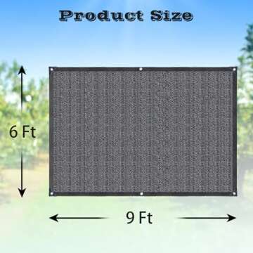 Joepen Black Shade Cloth with Grommets, Greenhouse Garden Shade Cover Plant Shades from Sun (Black-70%, 6‘ x 9’)