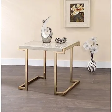 Elegant Faux Marble Coffee Table in Champagne Beige
