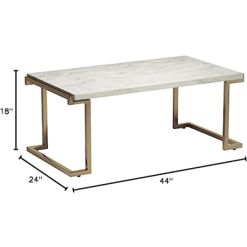 Elegant Faux Marble Coffee Table in Champagne Beige