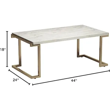 Elegant Faux Marble Coffee Table in Champagne Beige