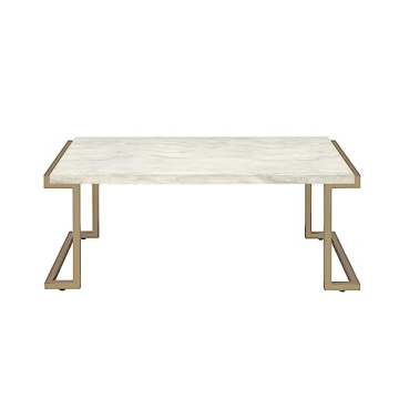 Elegant Faux Marble Coffee Table in Champagne Beige