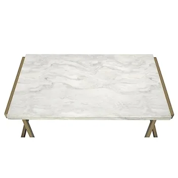 Elegant Faux Marble Coffee Table in Champagne Beige