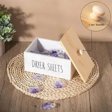 Charming zoocatia Wood Dryer Sheet Container for Laundry