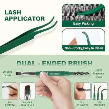 DIY Lash Extension Kit KEYYOU 300Pcs Individual Eyelash Extension Kit 40D 0.07D Curl 9-18MIX Lash Clusters Kit with Lash Glue Remover Applicator Easy to Use for Beginners(Kit-40D-0.07D,9-18MIX)