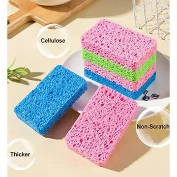 METUUTER 12-Count Kitchen Sponges- Compressed Cellulose Sponges Non-Scratch Natural Dish Sponge for Kitchen Bathroom Cars, Funny Cut-Outs DIY for Kids