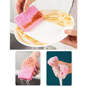 METUUTER 12-Count Kitchen Sponges- Compressed Cellulose Sponges Non-Scratch Natural Dish Sponge for Kitchen Bathroom Cars, Funny Cut-Outs DIY for Kids