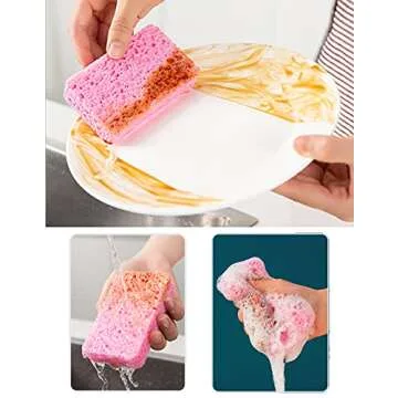 METUUTER 12-Count Kitchen Sponges- Compressed Cellulose Sponges Non-Scratch Natural Dish Sponge for Kitchen Bathroom Cars, Funny Cut-Outs DIY for Kids