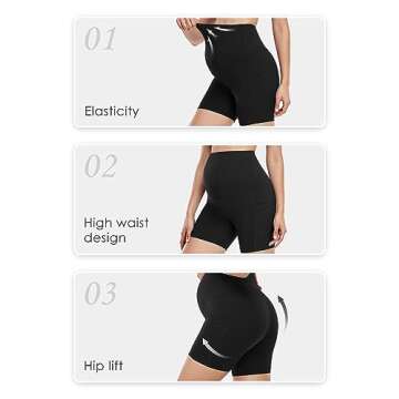 HOFISH Women's Maternity Yoga Shorts Over The Belly Summer Active Workout Running Pants Pockets Black M