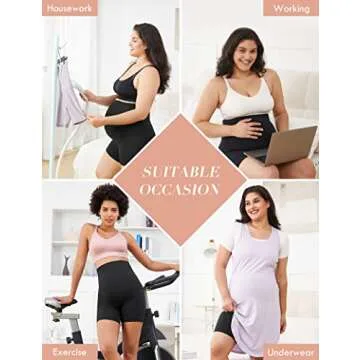 HOFISH Women's Maternity Yoga Shorts Over The Belly Summer Active Workout Running Pants Pockets Black M