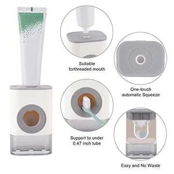 Maqqet Automatic Toothpaste Dispenser SqueezerToothbrush Holder for Bathroom Wall Mounted Kids Electric Shower Toothbrush Holder