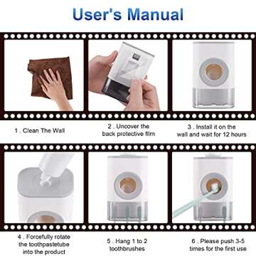 Maqqet Automatic Toothpaste Dispenser SqueezerToothbrush Holder for Bathroom Wall Mounted Kids Electric Shower Toothbrush Holder