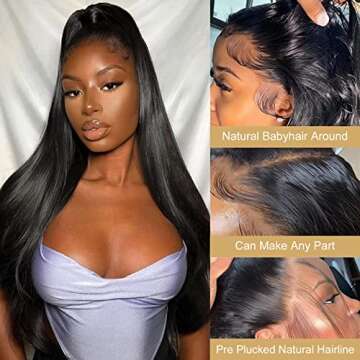 Idoli Straight Lace Front Wigs Human Hair 13X4 HD Transparent Lace Front Wigs Human Hair Pre Plucked For Women 150% Density Brazilian Glueless Wigs Human Hair with Baby Hair (22 Inch, Natural Black)