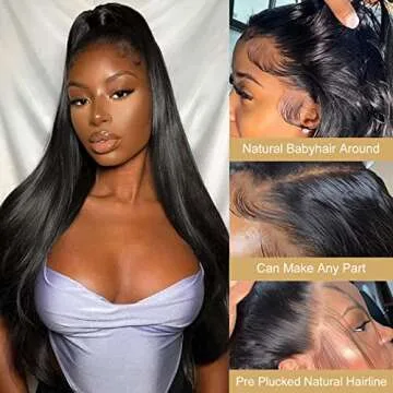 Idoli Straight Lace Front Wigs Human Hair 13X4 HD Transparent Lace Front Wigs Human Hair Pre Plucked For Women 150% Density Brazilian Glueless Wigs Human Hair with Baby Hair (22 Inch, Natural Black)