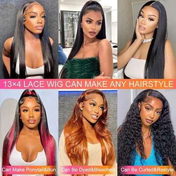 Idoli Straight Lace Front Wigs Human Hair 13X4 HD Transparent Lace Front Wigs Human Hair Pre Plucked For Women 150% Density Brazilian Glueless Wigs Human Hair with Baby Hair (22 Inch, Natural Black)