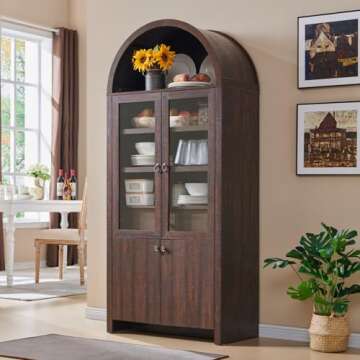 Stylish 71" Tall Arched Kitchen Pantry Cabinet - IFGET