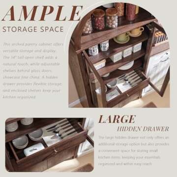 Stylish 71" Tall Arched Kitchen Pantry Cabinet - IFGET