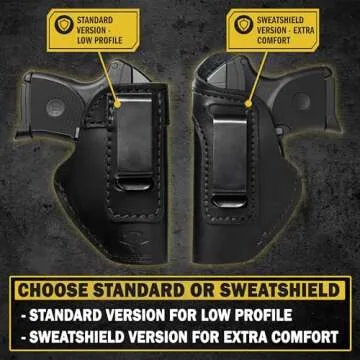 The Defender Leather IWB Holster - Made in USA - Fits Ruger LCP, LCP2, Sig P238, P290, S&W Bodyguard .380 and Most .380's Made in USA - Charred Oak Left Handed