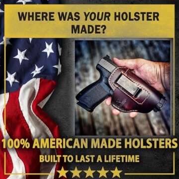 The Defender Leather IWB Holster - Made in USA - Fits Ruger LCP, LCP2, Sig P238, P290, S&W Bodyguard .380 and Most .380's Made in USA - Charred Oak Left Handed