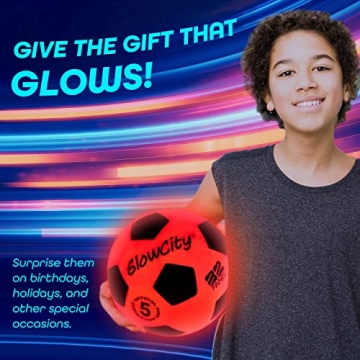 GlowCity Glow in The Dark Soccer Ball with LED Lights