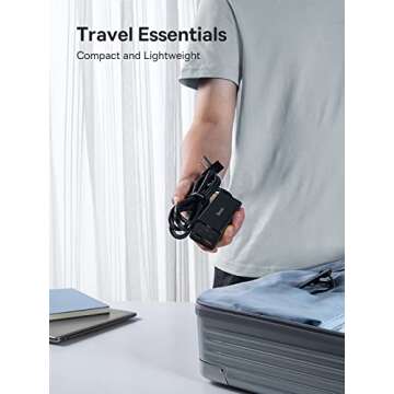 Baseus USB C Charger PowerCombo 65W - 6 in 1 Travel Power Strip USB C Desk Charging Station with 2AC Outlets, Fast Charging Extension Cord for Laptops iPhone Samsung iPad (100W Type C Cable Included)