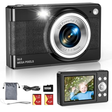 Upgrade Digital Camera for Kids - 56MP with 1080P & 16x Zoom